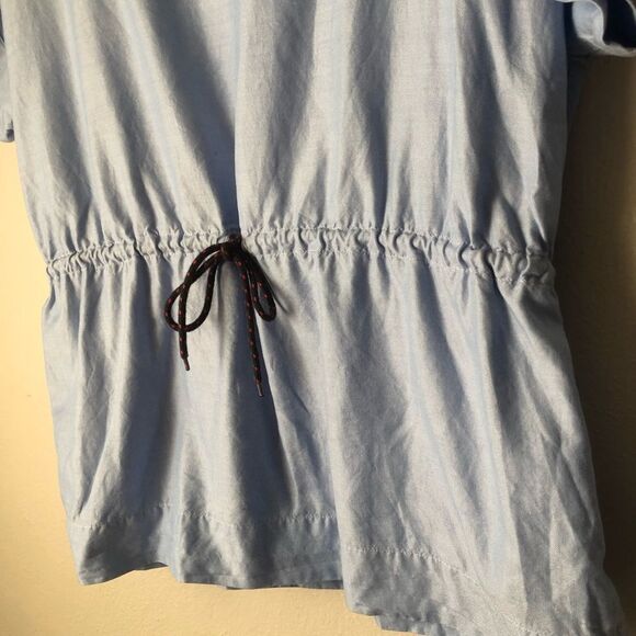 J Crew light blue chambray drawstring waist tunic blouse size small 100% cotton - Picture 4 of 8